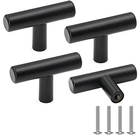 Drenky Maniglie per Mobili da Cucina, Pomelli per Mobili Moderni in Acciaio Inossidabile 4 pezzi Nero Maniglie Armadio Cassetti Con viti