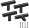 Drenky Bouton de Meuble, Poignée de Portes pour Placards en Acier Inoxydable Noir Boutons de Tiroir Vintage avec Vis pour Décoration d'intérieur, 4 Pièces