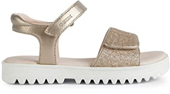 Geox Fille J Sandal Coralie Gir Sandales, Platinum, 30 EU