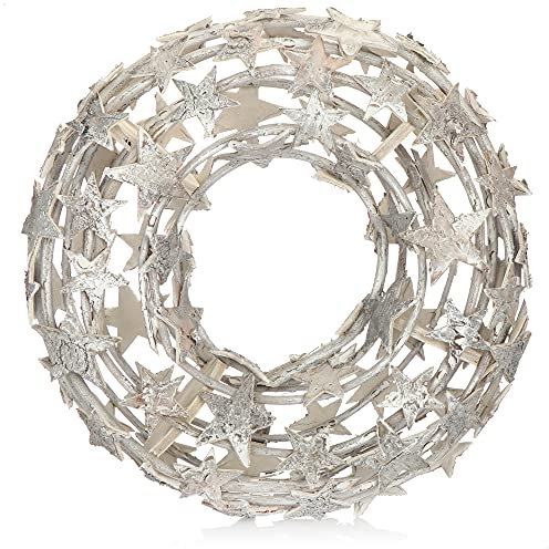 com-four® Rebenkranz mit Sternen - Deko-Tischkranz aus Zweigen - natürlicher Türkranz zum selber Schmücken - DIY Naturkranz als Tischdeko, Fensterschmuck, Türhänger (1 Stück - Ø 40cm weiß Sterne)