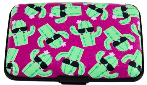 UK Phoenix Cartera delgada de aluminio RFID para mujer, funda rígida ligera para tarjetas de crédito con 6 bolsillos expandibles, protección antirrobo RFID, tarjeta de visita, etc, Cactus, S, Moderno