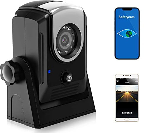 MHCABSR Wireless Backup Camera, WiFi Reversing Camera Work with Phone IP68 Waterproof IR Night Vision Wide Angle Magnetic Rear View Parking Camera for Trailers Trucks Vans Camper Car