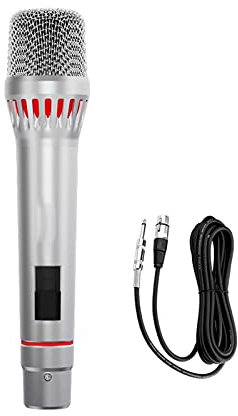 Liudan Microphone Professional Dynamic Vocal Microphone Cardioid Point Pickup Metal Handheld Karaoke Mic Wired Microphone with XLR to 6.5mm/3.5mm Cable, Silver Handheld Microphone