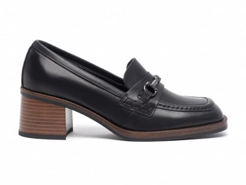 NERO GIARDINI 08180 schwarze Damenschuhe Mokassin Leder Klemmabsatz 40