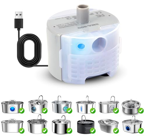 Cat Water Fountain Pump, Pet Water Fountain Replacement Pump SMA-800 Submersible Motor for Stainless Steel Indoor Cat Fountain Pump Replacement(Bottom Pumping)