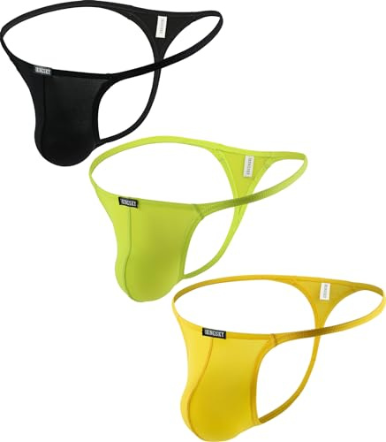 iKingsky Men's G-String Underwear Sexy Low Rise Bulge Y-back Thong Underwear (X-Large, 3 Pack-C)