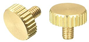 sourcing map Knurled Thumb Screws, M3x5mm Flat Brass Bolts Grip Knobs Fasteners for PC, Electronic, Mechanical 2Pcs
