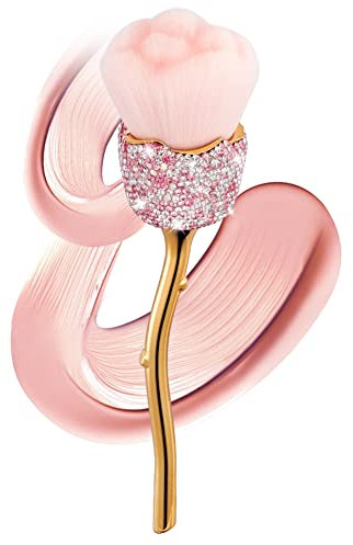 Blueshyhall Bling Pinceaux Maquillages Fleurs avec Strass, Makeup Brushes pour Blush Creme/Fond de Tein/Poudre/Paupière, Petit Pinceaux Maquillages Fluffy de Voyage avec Support (Rose)