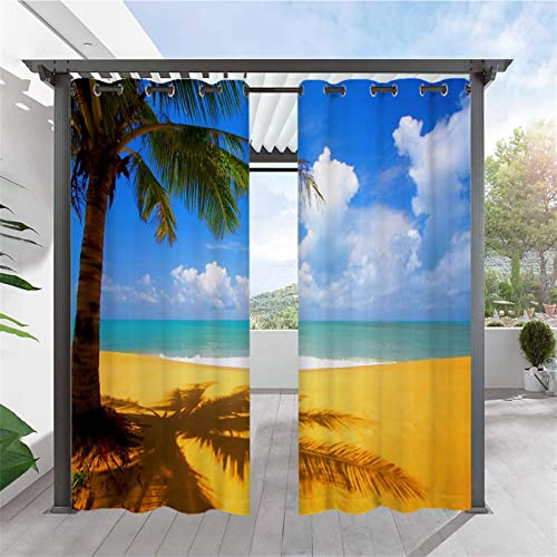 Heavyoff Outdoor Vorhänge Wasserdicht, Wetterfest Sichtschutz Terrasse Sonnenschutz für Balkon Veranda Pergola Gartenlaube 2 Stück, Stil 17, 213x213cm