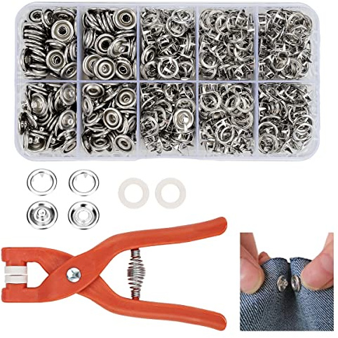 Jinsion 300 Sets 10mm Bottoni A Pressione Metallo, Pinza per Bottoni Automatici A Pressione Con Scatola Portaoggetti, Button Pliers In Argento per Cucito di Abbigliamento per Bambini Fai Da Te
