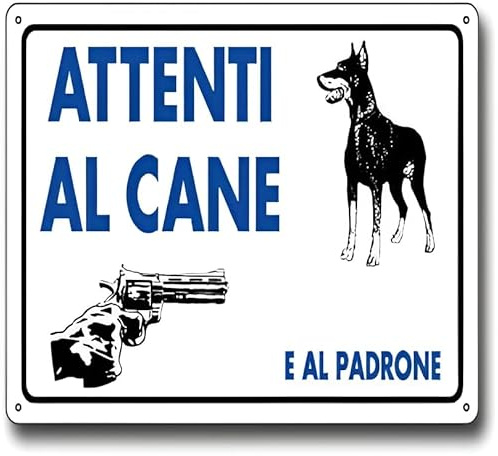 Cartello Attenti al Cane e al Padrone per Cancello Recinzione e Pareti - Cartello Segnaletico Avviso Cane in Plastica Resistente e Duraturo - Dimensione 20x30 cm