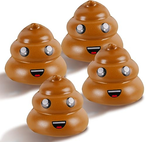 Ainiv 4Pz Antistress, Palline Squeeze Antistress in Schiuma, Pallina Antistress per Festa, Regali di Compleanno, Giocattoli da spremere per Ansia, Fidget, Tensione - Cacca