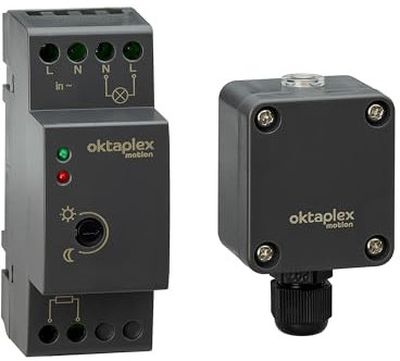 Oktaplex EDI Twilight Switch DIN Rail 35mm 230V Twilight Sensor External IP65 Anthracite Outdoor