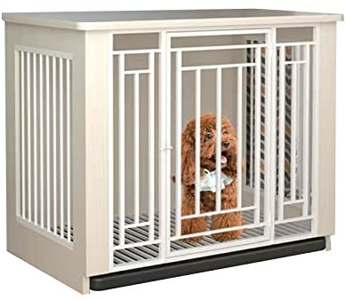 Hundehütten-Möbel, 80 cm, große Hundebox aus Holz, robuster Holzkäfig, Hundehaus für kleine/mittelgroße/große Hunde, stabile Anti-Kau-Hundehütte, Hundebox (weiß)