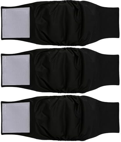 Beilei Creations Premium Waschbare Bauchbänder für Rüden, (3er Pack) von Hundewindeln & Hundebauchbänder (L, Schwarz)