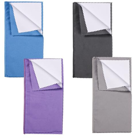 BOXOB 4uds Paño para Pulir Plata, 20,5x20,5cm Paños de Limpieza de Joyería de Doble Cara Paños para Pulir Joyas de Múltiples Capas para Plata Oro Platino Accesorios de Limpieza de Joyería (4 Colores)