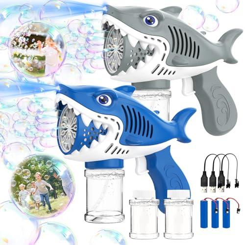 2 Bubble Guns for Kids, Automatic Bubble Machine Toys for Boys Girls, Electric Bubble Maker with 2 Bubble Solution and 3 Batteries, Outdoor Toys Gifts, Wedding Easter Party Favor