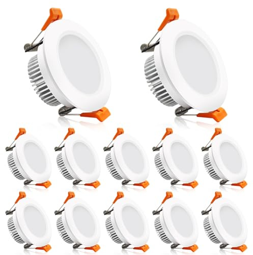 2 Inch LED Downlight, Recessed Lighting Dimmable Ceiling Light, 3W, 5500K Daylight White, CRI80 with LED Driver(35W Halogen Equivalent), 12 Pack