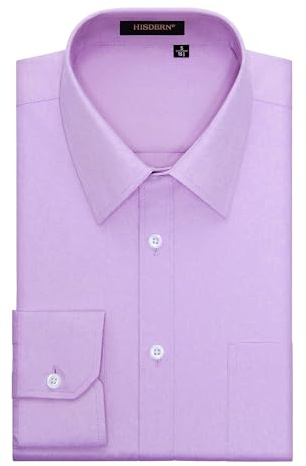 HISDERN Men's Formal Dress Shirt Long Sleeve Business Causal Button Down Regular Fit Shirts for Men with Pocket