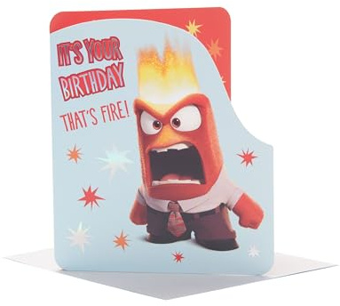 UK Greetings Disney Inside Out 2 Geburtstagskarte für Ihn/Jungen – Wut-Design