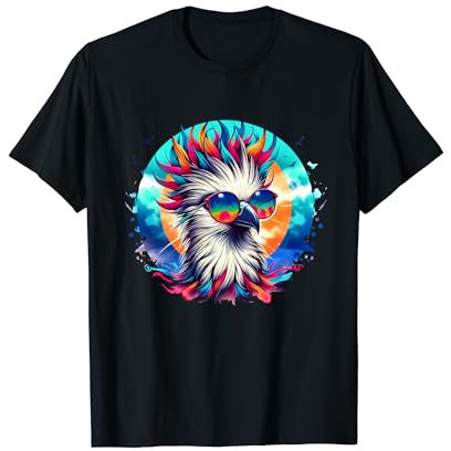 Coole Batik-Sekretär-Sonnenbrille Vogel Illustration Kunst T-Shirt