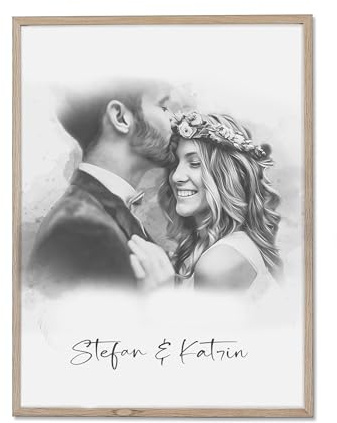 SOMEDA® Personalisiertes Portrait/Geschenk Familie, Partner oder Freunde/als Fotoposter, Leinwand oder gerahmtes Bild