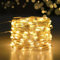 iJiGui Cadena de Luces con Pilas, 10m 100 LED Mini Lámpara Alambre de Cobre Intermitente Guirnalda, 2 Modos de Iluminación, Blanco Cálido