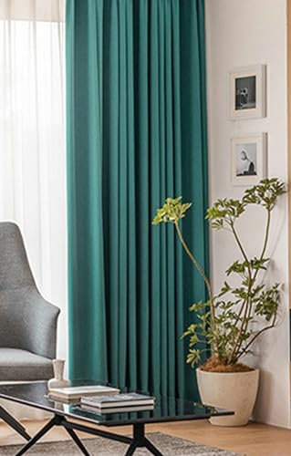 Gualiy Gardinen mit Ösen 2er Set, Vorhang Fenster Blickdicht Einfarbig Plissee Struktur Schlafzimmer Vorhänge B 86 x H 160 cm Vorhang Gardine Wohnzimmer, Grün