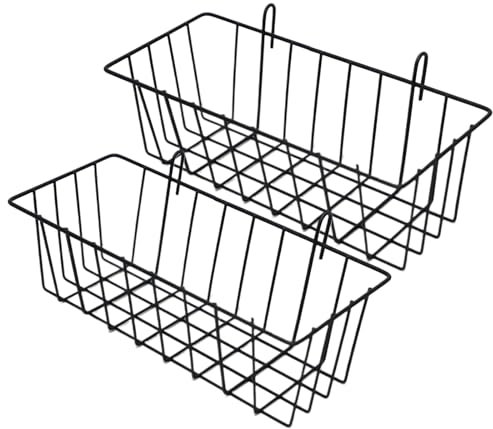 Jauhmui Cesto da Parete, 2 Pezzi, Ferro, Nero, Industriale Minimalista