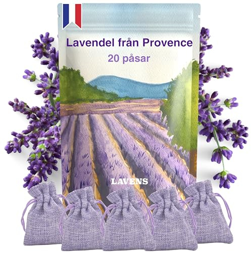 20 bolsitas de Lavanda perfumadas en arpillera Premium - Origen Provence France - Bolsa de Olor para Armario, Ropa y Armario. Bolsa de Lavanda Seca Desodorante.