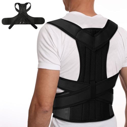 Dittybuy Rücken Geradehalter - Haltungskorrektur Rücken Herren Damen, Verstellbare Rückenstützgürtel für Gerade Haltung Herren korrektur Gurt, Back Posture Corrector, Rückenposenkorrektor (M)