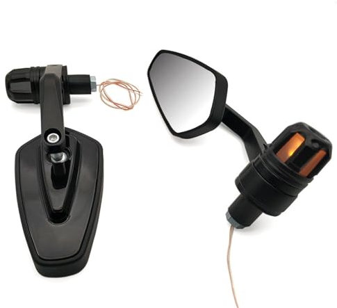 QASULER 7/8 22mm Motorrad Seitenspiegel Lenkerendenspiegel Blinker CRM250R CRF250L CRF250M CRF1000L CRF 250L 250M Motorradspiegel(Black)