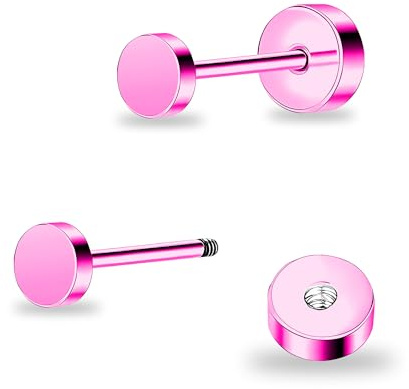 DE Titan Damen flach zurück Ohrstecker Frauen hypoallergene Ohrringe für empfindliche Ohren einfach klassisch 3mm-6mm flach Ohrstecker perfekt für Helix Tragus Knorpel