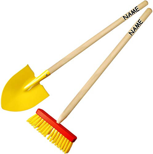 alles-meine.de GmbH 2 TLG. Set: Kinder - Besen + Spatenschaufel/Spaten/Schaufel - inkl. Name - aus Holz & Metall - bunt - 80 cm lang - stabile Gartengeräte/Gartenset - Kind..