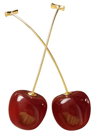 Cris Vida Valor – 1 Par Pendientes Cereza 3D para Mujer y Niña | Pendientes Diseño Original Divertido | Hipoalergénico, Ligero, Elegante| Caja Regalo Premium – “Vive la Vida y Dale Valor”
