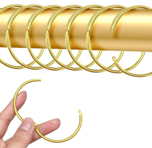 40 Stück gardinenringe zum öffnen,50mm Gardinenringe Vorhangringe,Rundringe Vorhang Clips Duschvorhang Metallklammern für Vorhänge und Gardinenstangen(golden)