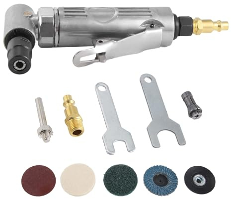 Okeeyseda 1/4 inch Air Angle Die Grinder 90 Degree Pneumatic Grinding Machine Cut Off Polisher Mill Engraving Tools Set with Spanner Wrench
