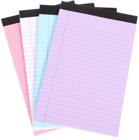 Farbenfrohe Notizblöcke aus Papier, Leicht Tragbar Schulbeginn Party | Linierte Schreibblöcke im Legal Format, Glatte Seiten, 4 Stück Pack, für Büro Schule und Zuhause Zufällige Farbe