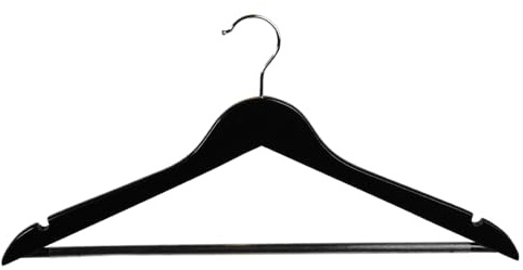 KESPER | Formkleiderbügel - 12er Pack, Material: Lotusholz mit Anti-Rutsch-Lackierung, Metall, Maße: 44,5 cm breit, Farbe: Schwarz | 67156