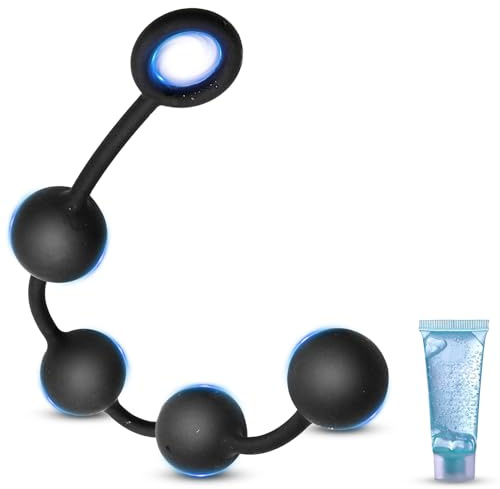 BDSMAGE Perles Anales en Silicone avec 4 Boules, Dilatateur Anal Masturbateur Entraîneur Anal, Chaîne Anale pour Anneau de Traction Jouets Sexuels érotiques pour Hommes et Femmes (M)