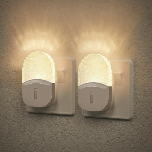 Techgomade Night Light Plug in Wall with Dusk to Dawn Photocell Sensor, Dimmable 0-100 LM, Warm White 3000K, 0.5W Low Energy, Plug in Night Light for Hallway Bathroom Bedroom Stairs, 2 Pack
