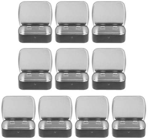 Mipcase Lot de 10 Boîtes en Fer Portables Couvercle Petites Boîtes de Rangement Noires pour Bonbons et Bijoux et Cosmétiques Compacte Pratique