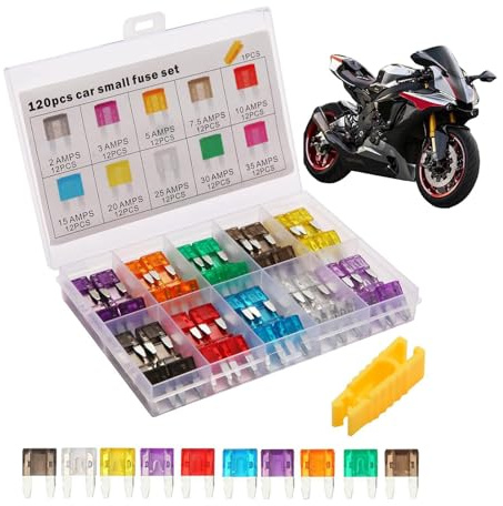 Yulokdwi Kit de Fusibles para Automóvil,120 Piezas Repuestos Fusibles Miniatura Recambio Universal | Accesorios De Repuesto Para Piezas Automotrices Para Marina, Autocaravana, Remolque, Camión, SUV