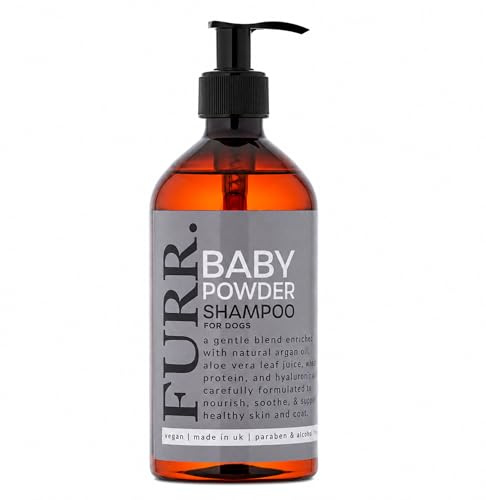 FURR Baby Powder Dog Shampoo 500ml – Gentle Puppy & Dog Shampoo with Argan Oil, Aloe Vera & Hyaluronic Acid – Naturally Derived, Vegan, Cruelty-Free – Fresh Baby Powder Scent for Sensitive Skin