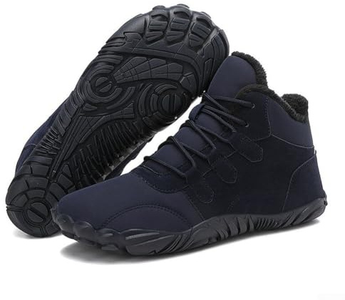 Besttoolifes Botas de nieve cálidas resistentes al agua para hombre, con forro Oxford, zapatos de senderismo de invierno, suela de felpa antideslizante, tela de goma aislante y piel de nobuk de cerdo