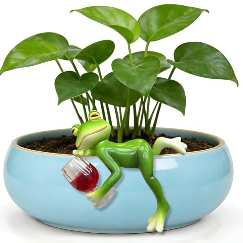 Forbabe Mini rana statuette da fiori sospese rane decorative per piante in vaso, decorazione da giardino, decorazione per laghetto da giardino, decorazione per laghetto da terrazza, vaso per piante