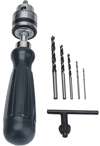 Fafeicy Perceuse à Main en Acier au Carbone avec 6 Forets pour Bijoux en Bois, Plastique Noyer, Pince de Mandrin Robuste 0,6- Mm, Outil de Fabrication de Modèles de Sculpture sur Bois