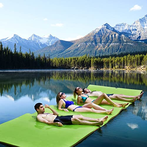 Genérico Tapete Flotante De Agua para Adultos, Playa, Lago, Océano,Tamaño Grande, 3 Capas, Resistente A Desgarros,Espuma XPE, Flotador De Bronceado, Isla,Hamaca,Green,1.8mx1.2mx3.3cm