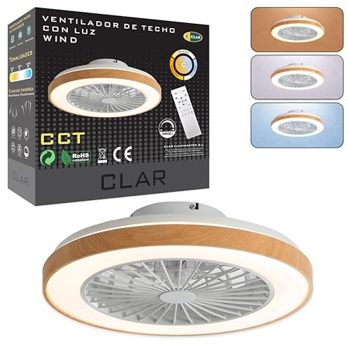 CLAR - Ventilador De Techo Con Luz, Ventilador De Techo Con Luz Silencioso, Silencioso Con Mando, Ceiling Fan With Light