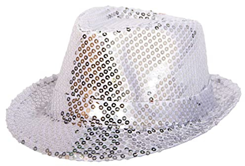 Folat B.V. Sombrero Trilby Trilby Fedora con lentejuelas de plata Michael Schlager Party Schlager